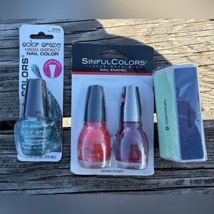 SinfulColors & LA Colors Nail Polish Duo  and file block